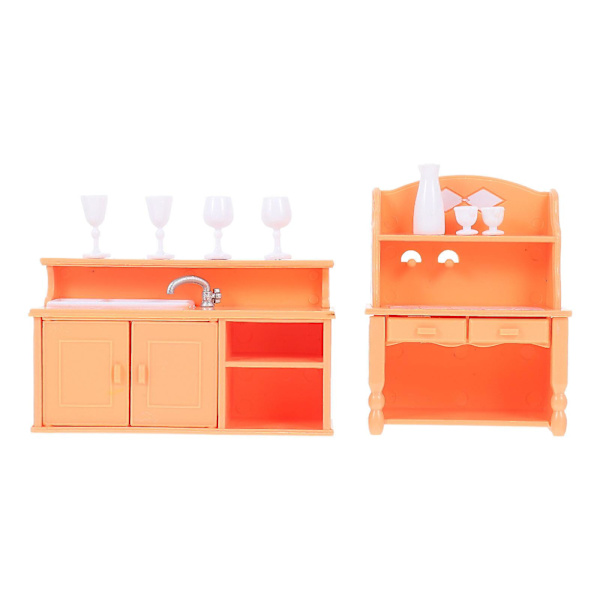 1 Set Simuleringsdiskbänks- och Vinkällaremodell Leksak Dockhustillbehör Orange 9,6X5,5CM Orange 9.6X5.5CM