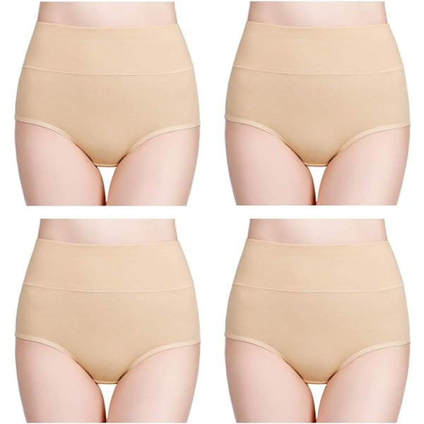 Damunderkläder i bomull med hög midja, mjuka fullstora trosor, 4-pack, storlek M