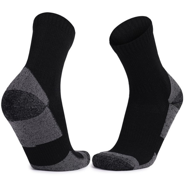1 Pakk Ull Vandresokker Temperaturregulerende for Menn & Kvinner black 1pcs
