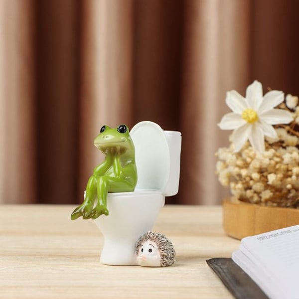 3,3 Tommer Frø Figur Fairy Garden Dyrestatue Badende Have Tåge i Vhermosa