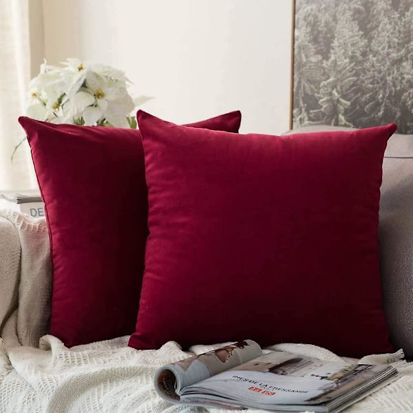 Sæt af 2 Fløjls Pudebetræk Dekorative Sofa Pudebetræk Super Glat Blød Behagelig Dekoration Hjem Stue Soveværelse Til Sofa 65x65cm Brun