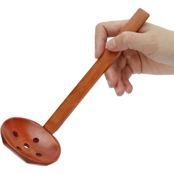 Træsi Colander Ske Spisebestik med Langt Håndtag Skildpadde Ryg Noodle Ske til Familiemiddag Catering