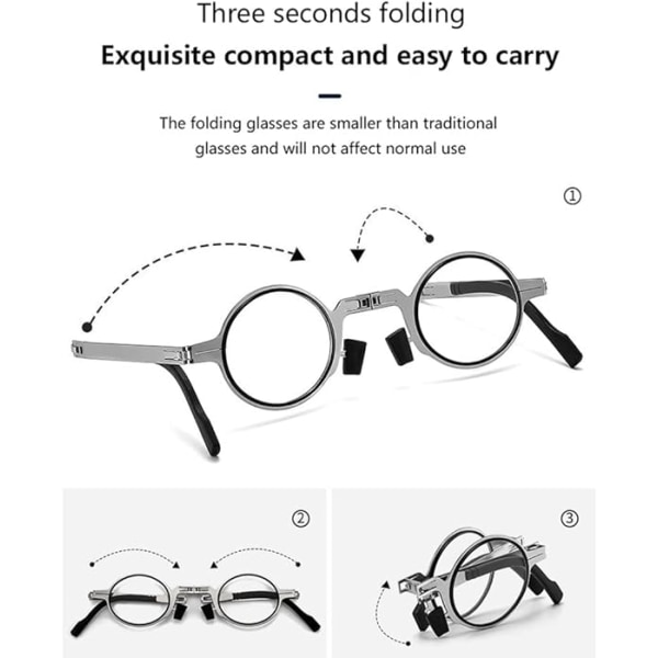2 Par Fällbara Läsglasögon Bärbara Lätta Vikbara Unisex Anti-Blå Glasögon Runda Rektangulära Bågar Ingår
