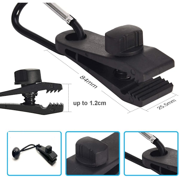 10 Pak Tarp Klips Udendørs Tarp Holder Med Webbing Spændebånd + D-formet Karabinhage Til Tarp, Markiser, Camping, Campingvogn, Bilbetræk