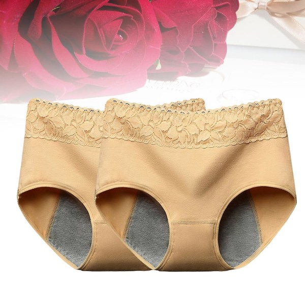2-pack Fysiologiska Byxor Läcksäkra Mensationsunderkläder Periodtrosor Spets Hälsa Sömlösa Kalsonger Fo L