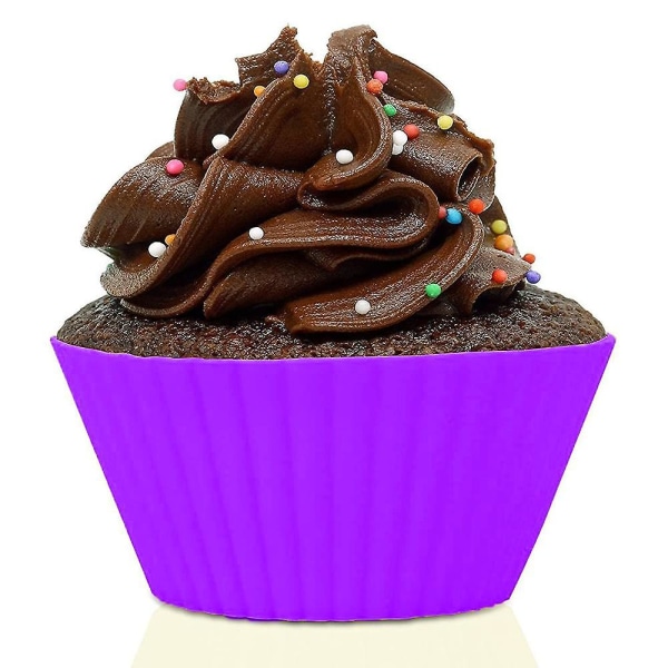 Silicon Cupcake Liner, 24 delar Återanvändbar Silikon Baking Cup Non-stick muffinsformar för tårtbollar, muffins, muffins och sötsaker
