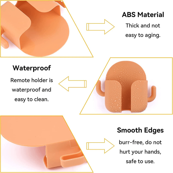 Seinään kiinnitettävä kaukosäätimen pidike, matkapuhelimen säilytyslaatikko järjestäjä TV:n kaukosäätimen pidikkeelle, koti (2 kpl, oranssi)