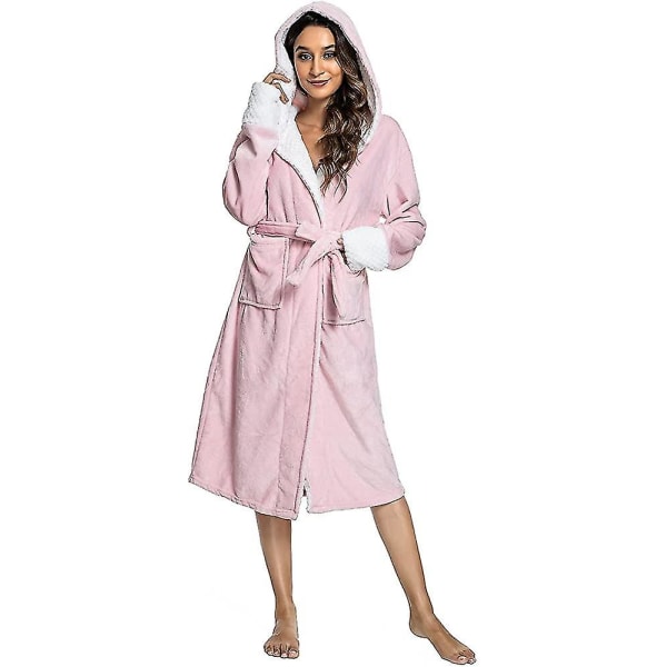 Morgenkåpe for kvinner Fluffy fleece-badekåpe med hette, myk håndklekåpe luksus