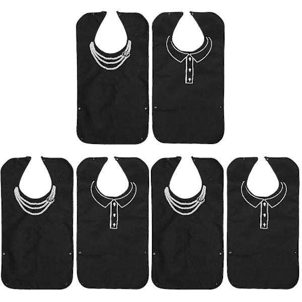 6 st Praktiska Handdukar för Äldre Vuxna Bärbara Vattentäta Matningsförkläden (svart) 6 st 68X35CM 6 pcs 68X35CM