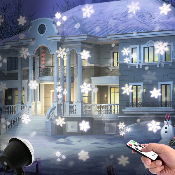 Utendørs julelys Projektor Xmas Snowflake Projector LED-lys Vanntett projektor Scenedekorasjon