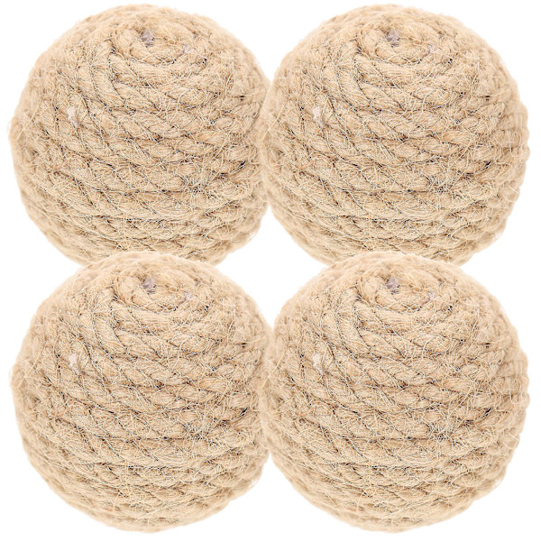4-pack Kattklösleksak Inomhus Kattklösboll Inomhus Kattbollar Leksak Interaktiv Katt Leksak Ljusbrun 4x4cm Light Brown 4x4cm