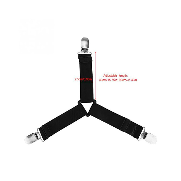 Hvide 4 stk. Sengelinnedstropper Trekant Fastgørelse Elastisk Madras Holder Justerbar Sengelinned Spænding Suspenders Madrasstropper
