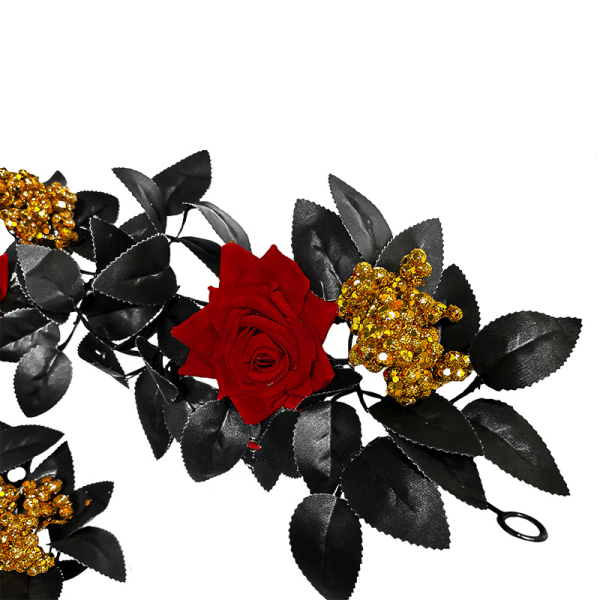 Falske Rose Vine Blomster Halloween Væghængende Silkeblomst Rattan Ivy Hjem Kontor Dekoration Husopvarmningsgave