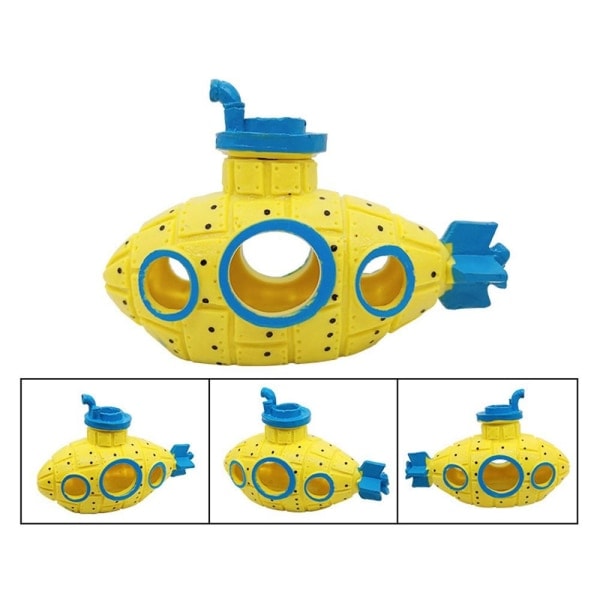 Akvariumdekorasjon Vrak Undervannsbåt GUL gul