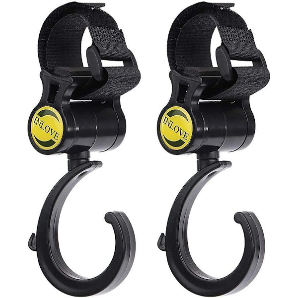 2 stk Barnevogn Kroker 360 Grader Multi-bruk Vogn Henger Mamma Vogn Tilbehør For Handleposer