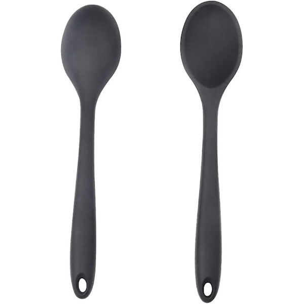2 stk. Silikon Madlavningsskeer, 27,5 cm Lange Håndtag Silikon Ske Varmebestandig Non-stick Madlavningsskeer Til Omrøring, Stegning, Blandning, Skøpning (