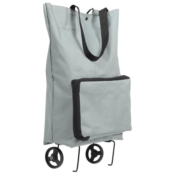 Sammenleggbar Handlevogn Foldbar Handlepose Med Hjul Grå 48x28cm Grey 48x28cm