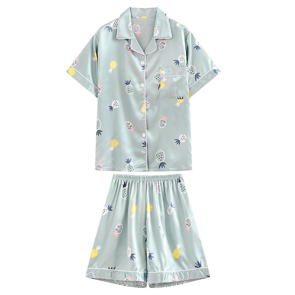 1 Set Kesäyöpaita Lyhythihainen Shortsit Polyesteri Pyjama Yksinkertainen Univaatteet Muodikkaat Yöpuvut Blue XXL