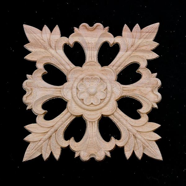 1x Träskärvad Applikation i Gumm trä DIY Dekoration #b:15*15cm