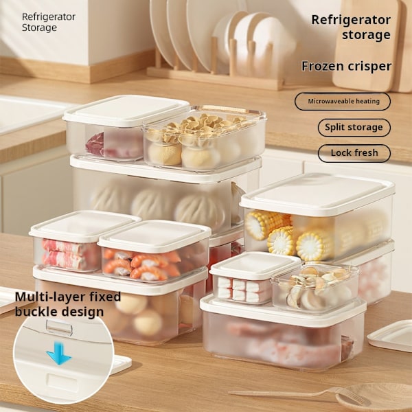 Stilfuld køleskab friskboks køkken mad frossen forseglet friskboks fødevaregodkendt plastik opbevaring_xrzi 1000ml rectangular storage box standard
