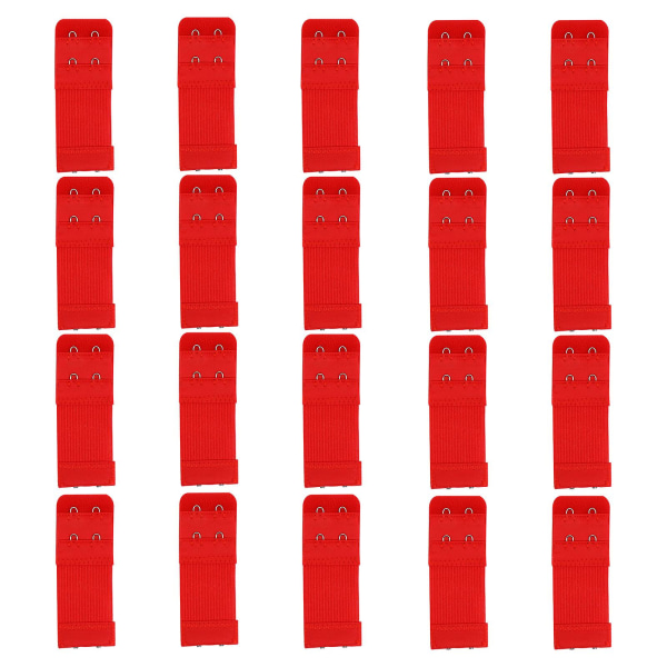 20 stk 2 kroker 2 rader Elastisk BH-forlenger Spenne Justerbar Beltespenne Rød 9X3.3CM Red 9X3.3CM