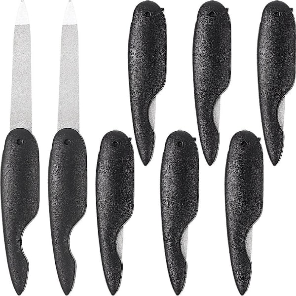 8 st Metallvikbara Nagelfilar Dubbelsidig Nagelfil Buffert Fingernaglar Tånaglar Manikyrfiler Svart13 Black 13.5x2cm