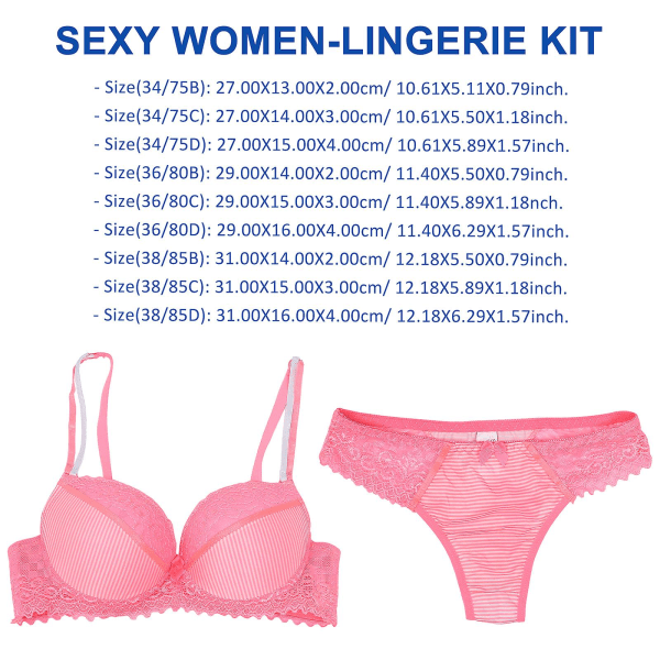 1 Set Damkläder för kvinnor, Sexig Underkläder, Elegant Dambehå och Trosset, Spets, Damunderkläder, Rosa 36 80B Pink 36 80B