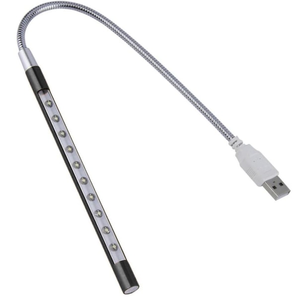 Ljus Laptop Lampa USB Led 5v 1w 10 Led Lång Svanhals Touch Dimmer Lampa Notebook Tangentbord NattljusSvart Black