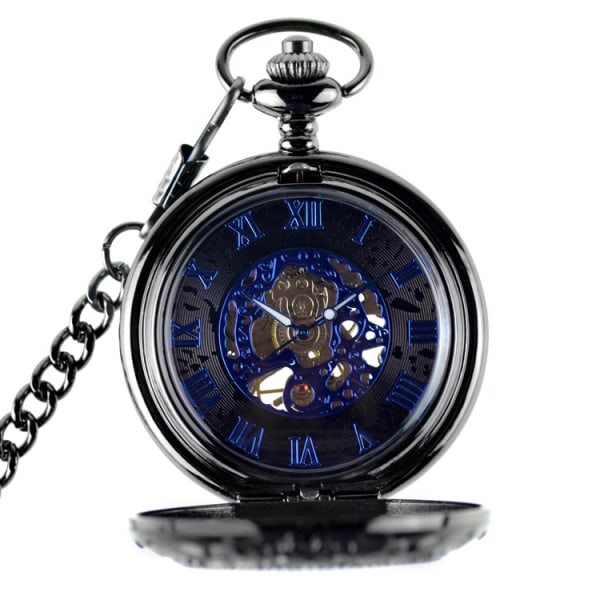 Mekanisk watch för män Kvinnor Vintage watch med kedja romerska siffror Skelett Fickur Kedjor Present till Son Pappa Presenter till honom