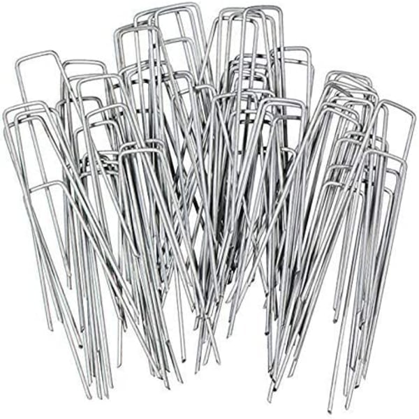 100 st U-formade markankare för trädgård Silver Silver 10cm_RY