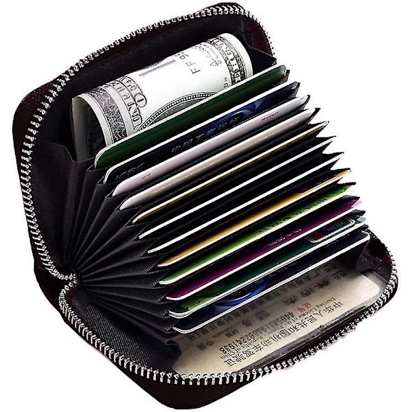 Kreditkortshållare RFID-blockerande äkta läder Mini kreditkortsplånbok Handväska Present