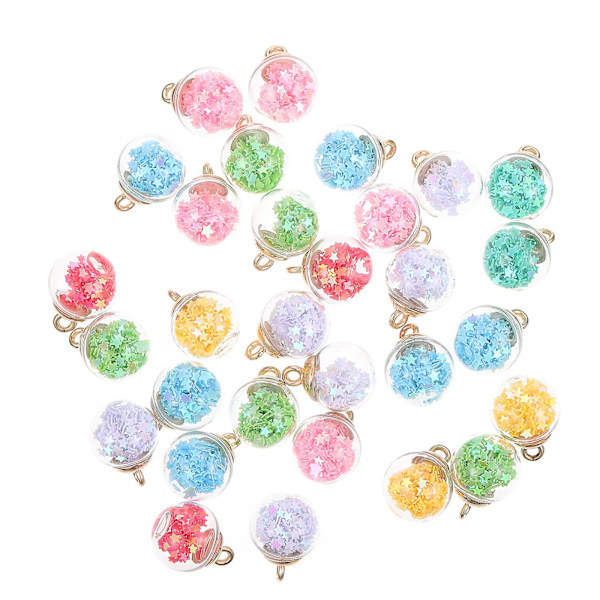 30 st Glasberlocker Mini Tomma Klara Glasklot Glasklot Berlocker DIY Hantverk Tillbehör Glitter 2X1.5cm