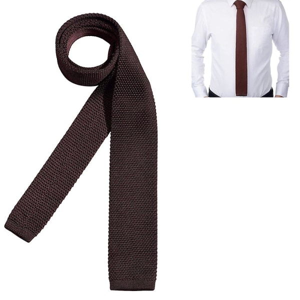 1 kpl Neulotuista Kankaasta Solmio Neulotu Solmio Kaulaliina Pesu Narrow Jersey Yksivärinen Litteä Solmio Narrow Flat Head Kahvinvärinen Coffee color