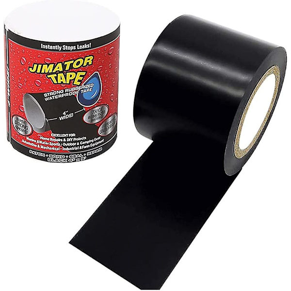 Svart vanntett tape, 2 stk tape vanntett, selvfusende silikontape, isoleringstape og tetningslist, tetningsmiddel som binder og reparerer nesten alt