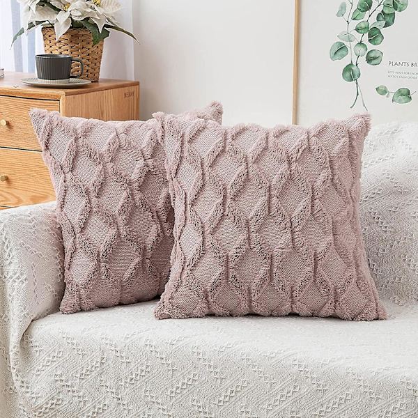 Sweetwill 2 kpl Valkoiset Koristeelliset Tyynynpäälliset 60x60cm Lammasnahka Pitkäkarvainen Tekolampaanvilla Tyynynpäälliset