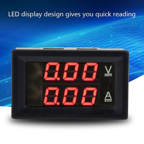 Digital Voltmeter Amperemeter Dobbel LED Display Panel Volt Måler Amp Meter Digital Spenning Strøm Måler Tester (2 stk, Svart)
