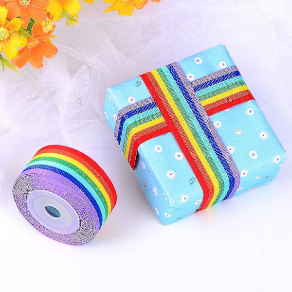 25mm Bred Organza Band Rainbow Band för Konst Hantverk DIY, 1 Rulle, 45 Meter Totalt