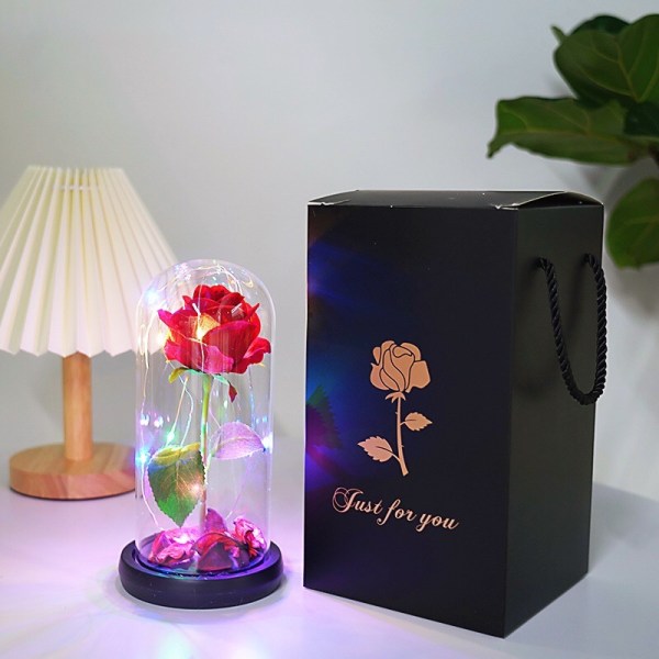 Dare Eternal Under Bell Skønhed og Udyret Pink Glas med LED Lys Pine Base Den Bedste Gave til Mors Dag Valentinsdag B