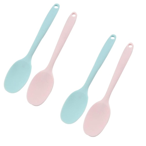 4 stk Silikon Skjeer Søte Matserveringsskjeer Kjøkkenredskap Kreativt Bestikk Servise For Hjem Restaurant (blå)Rosa Blå 20.5X4.2CM Pink Blue 20.5X4.2CM