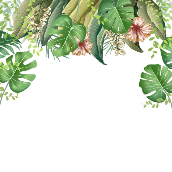 Trooppisten kukkien palmulehtiset seinätarrat - trooppiset lehdet tarrat lehtitarrat - banaanivihreä vinyylisisustus kiinni lahjan kanssa