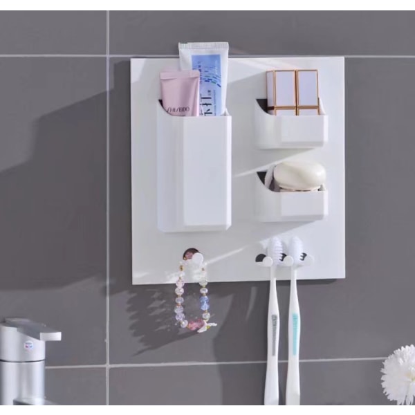 Tandbørste Vaskestativ Fri Slagning Badeværelse Toilet Vanity Væghængt Toilet Toilet Opbevaring Hvid