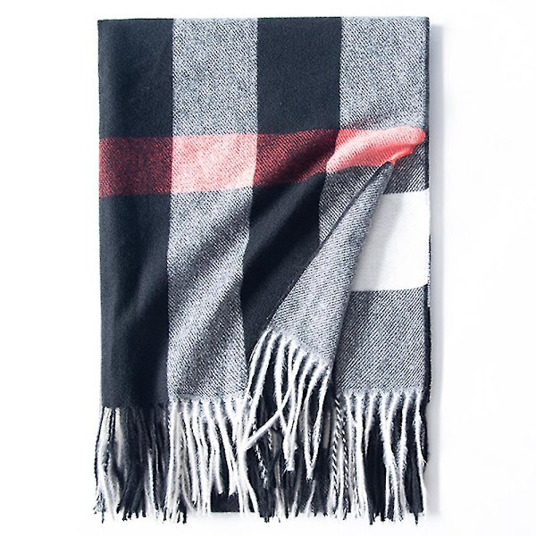 Mote-sjal for kvinner, komfortabelt og varmt for vinter og høst, mykt i svart og grått black grey