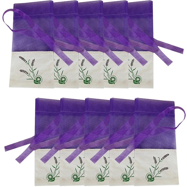 10 stk. Dekorative Sachetposer Tomme Sachetposer Emballage Lavendelposer Lilla 15X7.2X0.2CM Purple 15X7.2X0.2CM