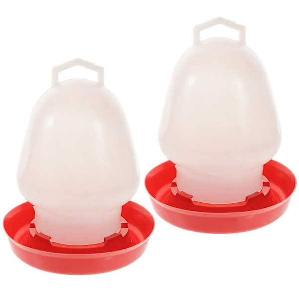 2 st Tjocka Plastfågelautomatiska Vattenbehållare Hushållsfågel Dricksvattenmatningsdispenser För White 23.5x20CM