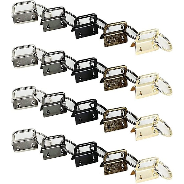 Nøkkelringbeslagsett, nøkkelringtang, nøkkelringbeslag med nøkkelring, for nøkkelringarmbånd klemmebånd stoff DIY-produksjon av maskinvareutstyr (28 stk)