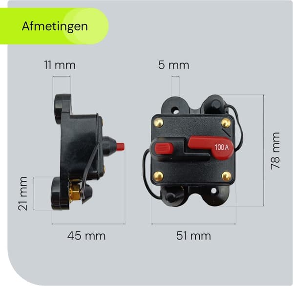 ProRide 100A afbryder med automatisk nulstilling, 12V-48V DC, stænktæt inline sikringsbeskytter til biler, lastbiler, både