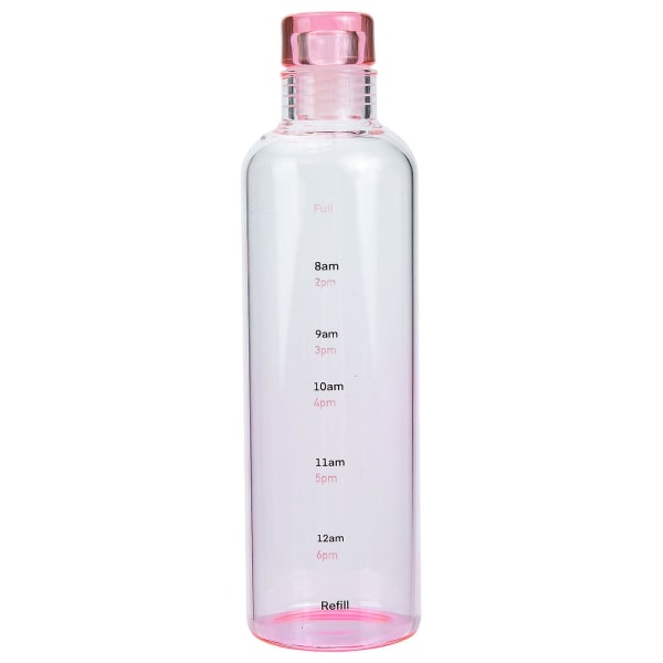 Sports Vannflaske Bærbar Glassflaske Transparent Vannflaske Med Skala Stilig Vannflaske Rosa 23X6CM Pink 23X6CM