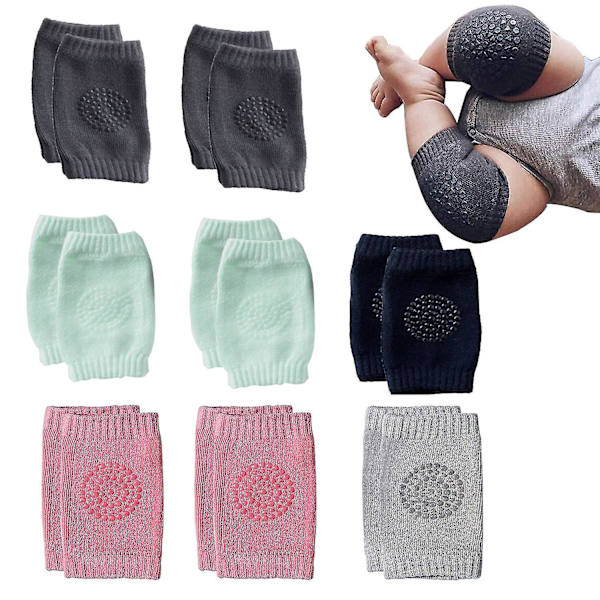 8 Par Baby Knæpuder Krybehjælp Med Gummipunkter Anti-slip