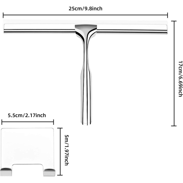 Duschskrapa, Duschskrapa i Rostfritt Stål, Fönster Skrapa Med Silikon Skrapa Läpp