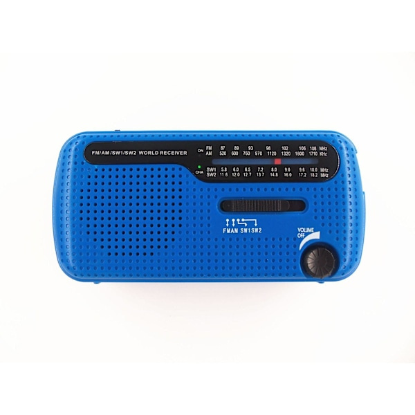 RYI Soldriven Nödradiomottagare med Handvev AM FM Väderradio, SOS, 3 Lägen, Läslampa Blå